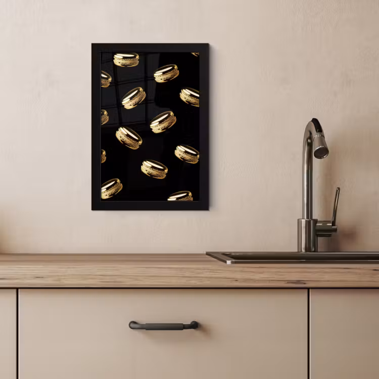 Bilder mit Rahmen - Makronen - Muster - Gold - Schwarz — 4