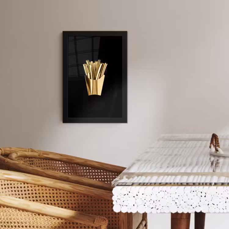 Bilder mit Rahmen - Pommes frites - Gold - Chrom - Lebensmittel — 2