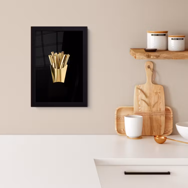 Bilder mit Rahmen - Pommes frites - Gold - Chrom - Lebensmittel — 3