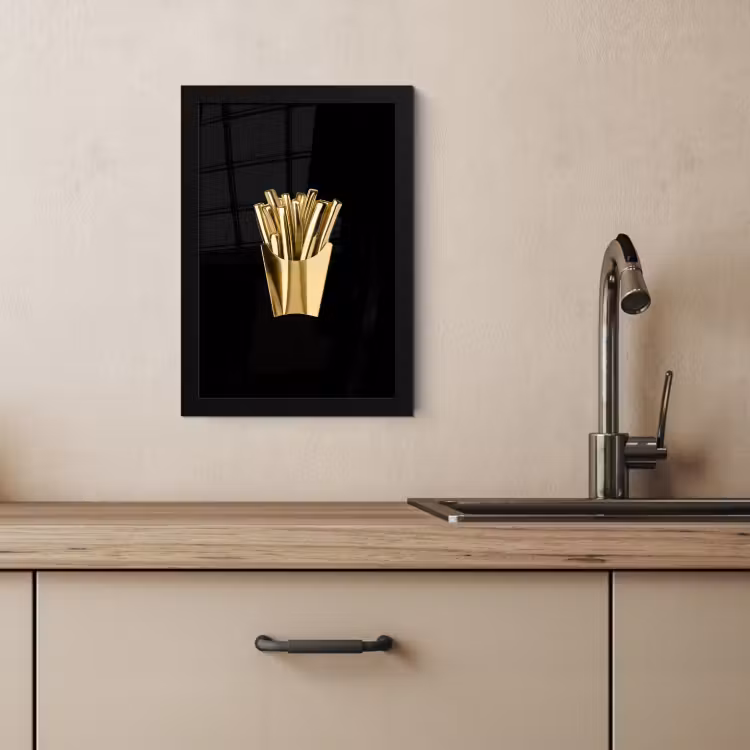 Bilder mit Rahmen - Pommes frites - Gold - Chrom - Lebensmittel — 4