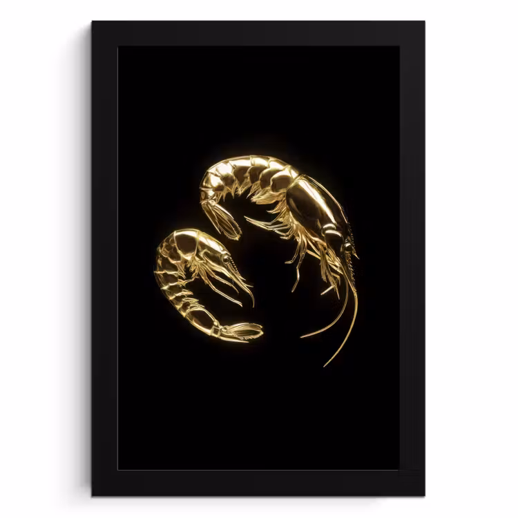 Bilder mit Rahmen - Shrimps - Schwarz - Gold - Tiere — 1