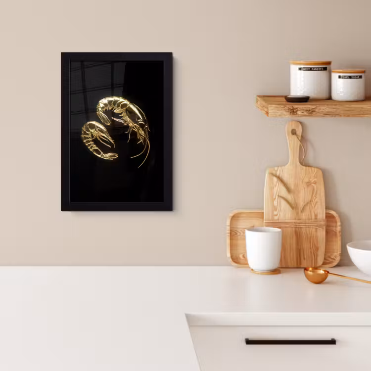 Bilder mit Rahmen - Shrimps - Schwarz - Gold - Tiere — 2