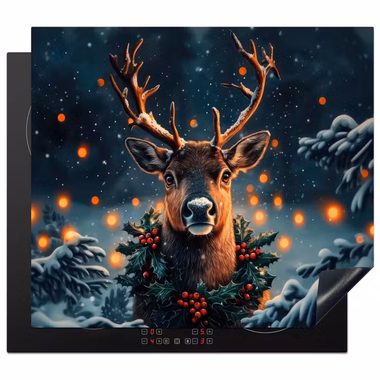 Herdabdeckplatte - Hirsch - Weihnachten - Winter - Schnee - Weihnachtskranz — 1