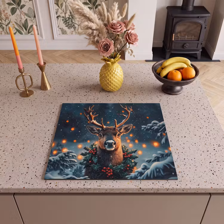 Herdabdeckplatte - Hirsch - Weihnachten - Winter - Schnee - Weihnachtskranz — 3