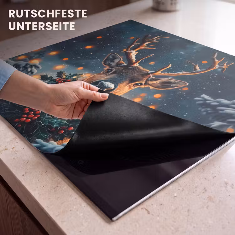 Herdabdeckplatte - Hirsch - Weihnachten - Winter - Schnee - Weihnachtskranz — 6