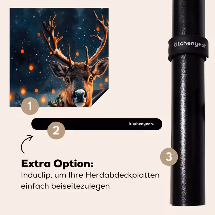 Herdabdeckplatte - Hirsch - Weihnachten - Winter - Schnee - Weihnachtskranz — 8