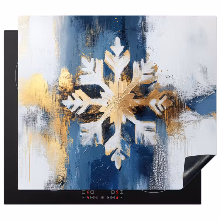 Herdabdeckplatte - Abstrakt - Winter - Schneeflocke - Schnee - Gold — 1