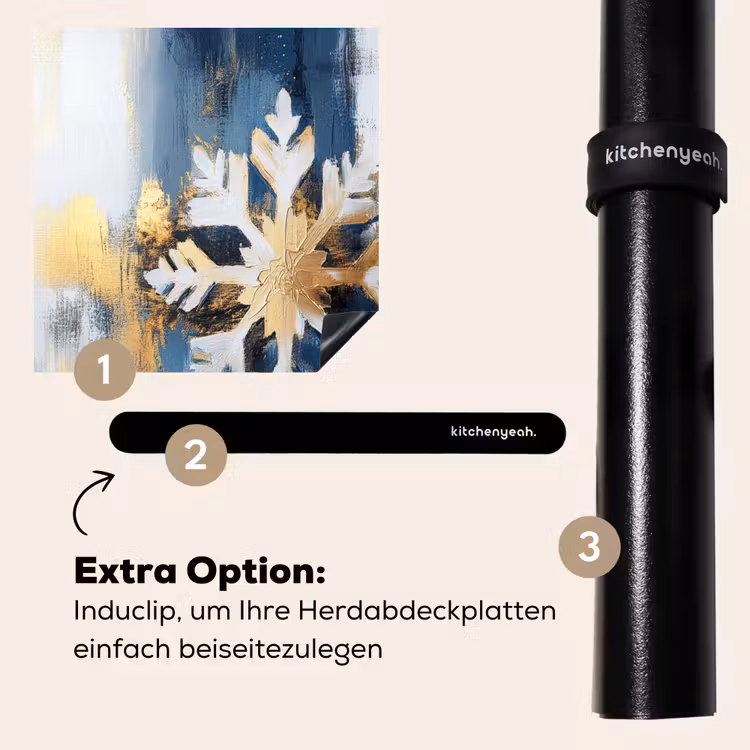 Herdabdeckplatte - Abstrakt - Winter - Schneeflocke - Schnee - Gold — 8