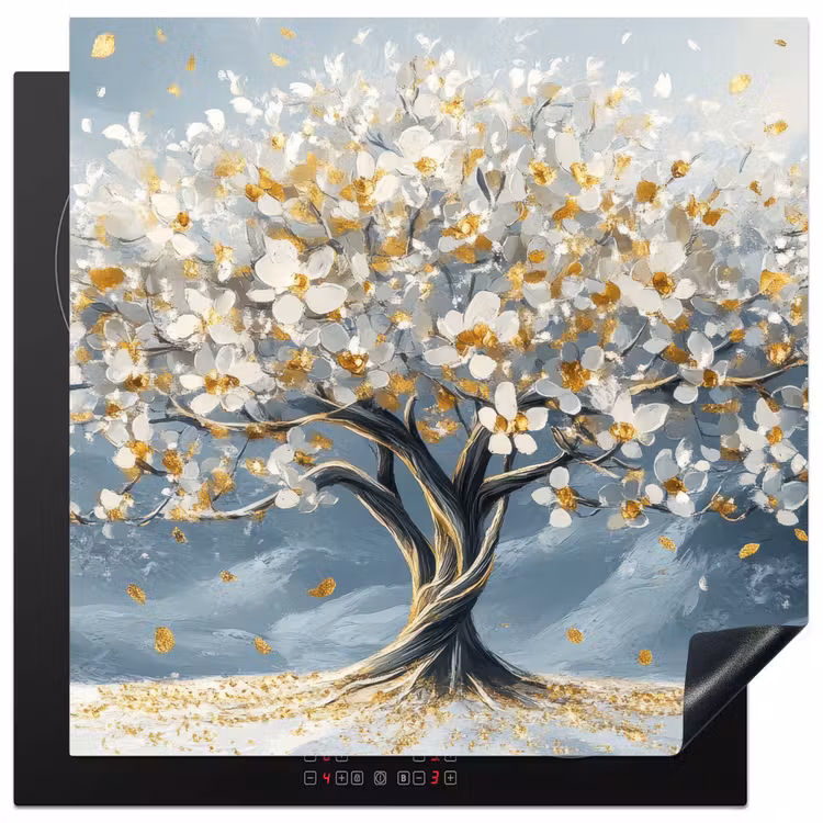 Herdabdeckplatte - Baum - Winter - Baum des Lebens - Modern - Gold — 1