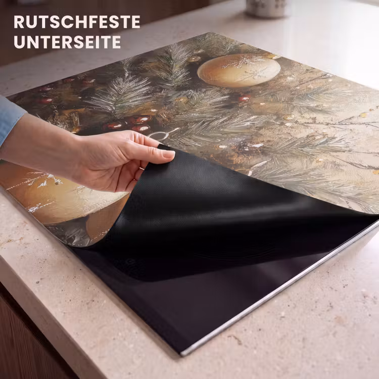 Herdabdeckplatte - Weihnachten - Kugeln - Beige - Gold — 6