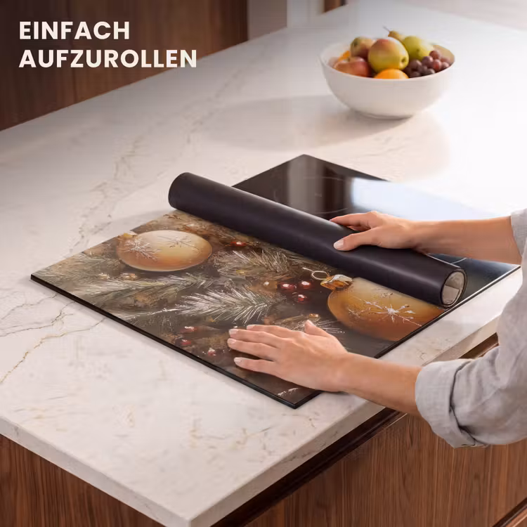 Herdabdeckplatte - Weihnachten - Kugeln - Beige - Gold — 7