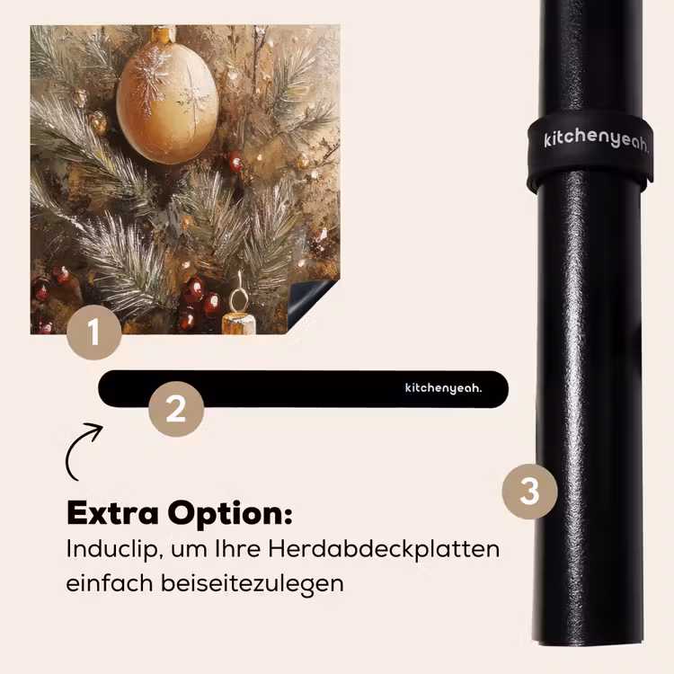 Herdabdeckplatte - Weihnachten - Kugeln - Beige - Gold — 8