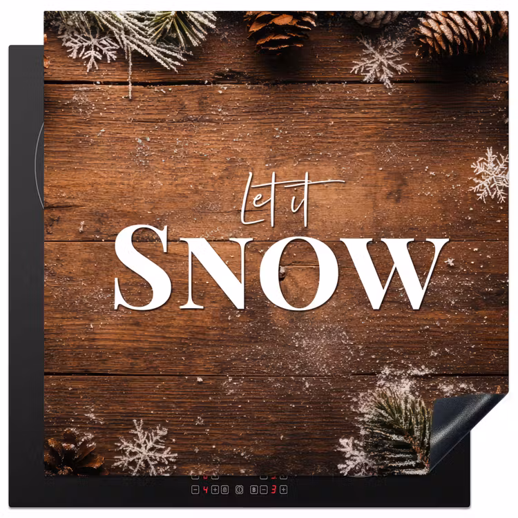 Herdabdeckplatte - Schnee - Holzoptik - Zitat - Let it snow — 1