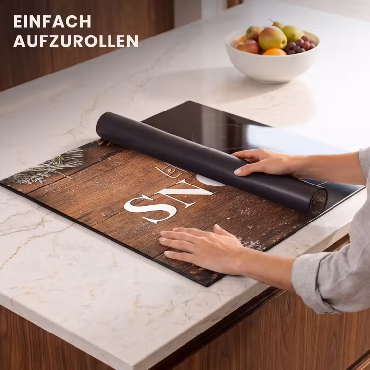 Herdabdeckplatte - Schnee - Holzoptik - Zitat - Let it snow — 6