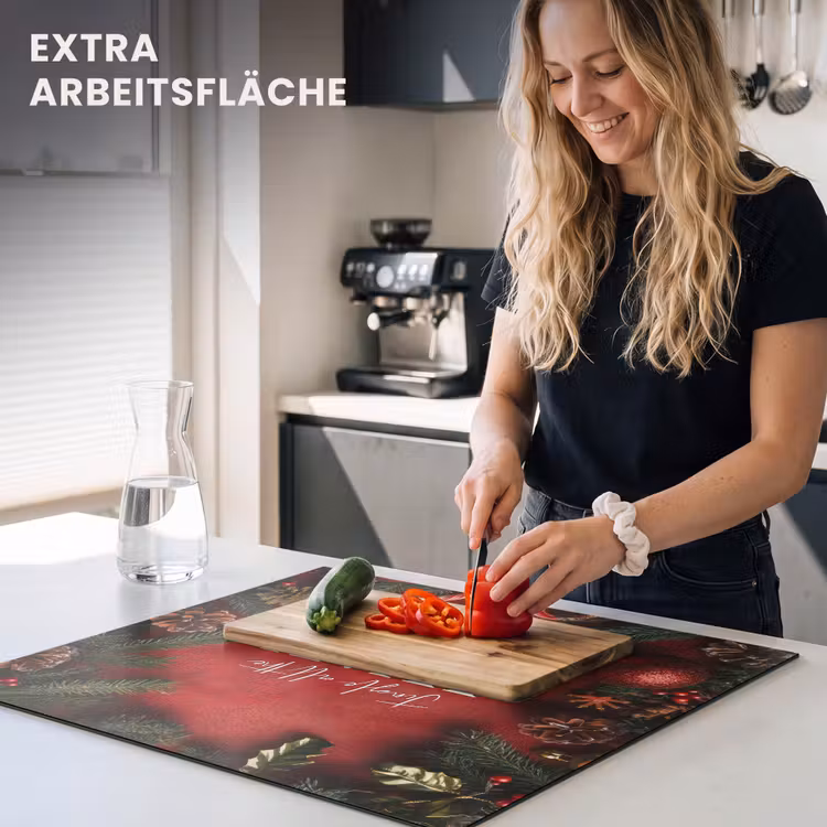 Herdabdeckplatte - Weihnachten - Zitat - Rot - Weihnachtskugeln — 4