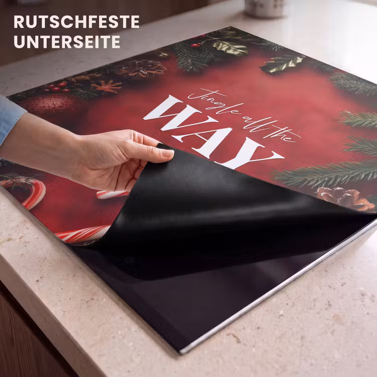 Herdabdeckplatte - Weihnachten - Zitat - Rot - Weihnachtskugeln — 5