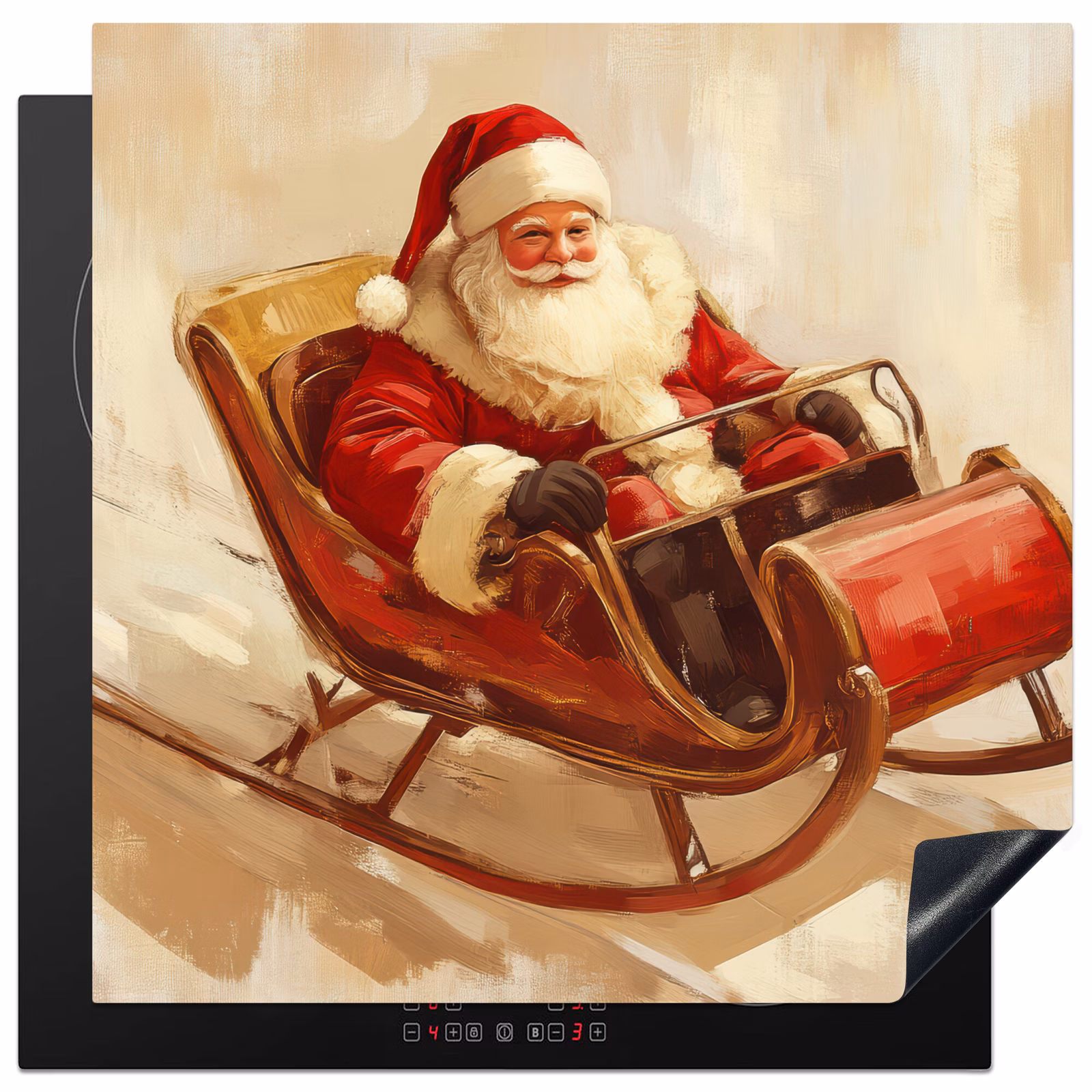Herdabdeckplatte - Weihnachten - Schlitten - Weihnachtsmann — 1