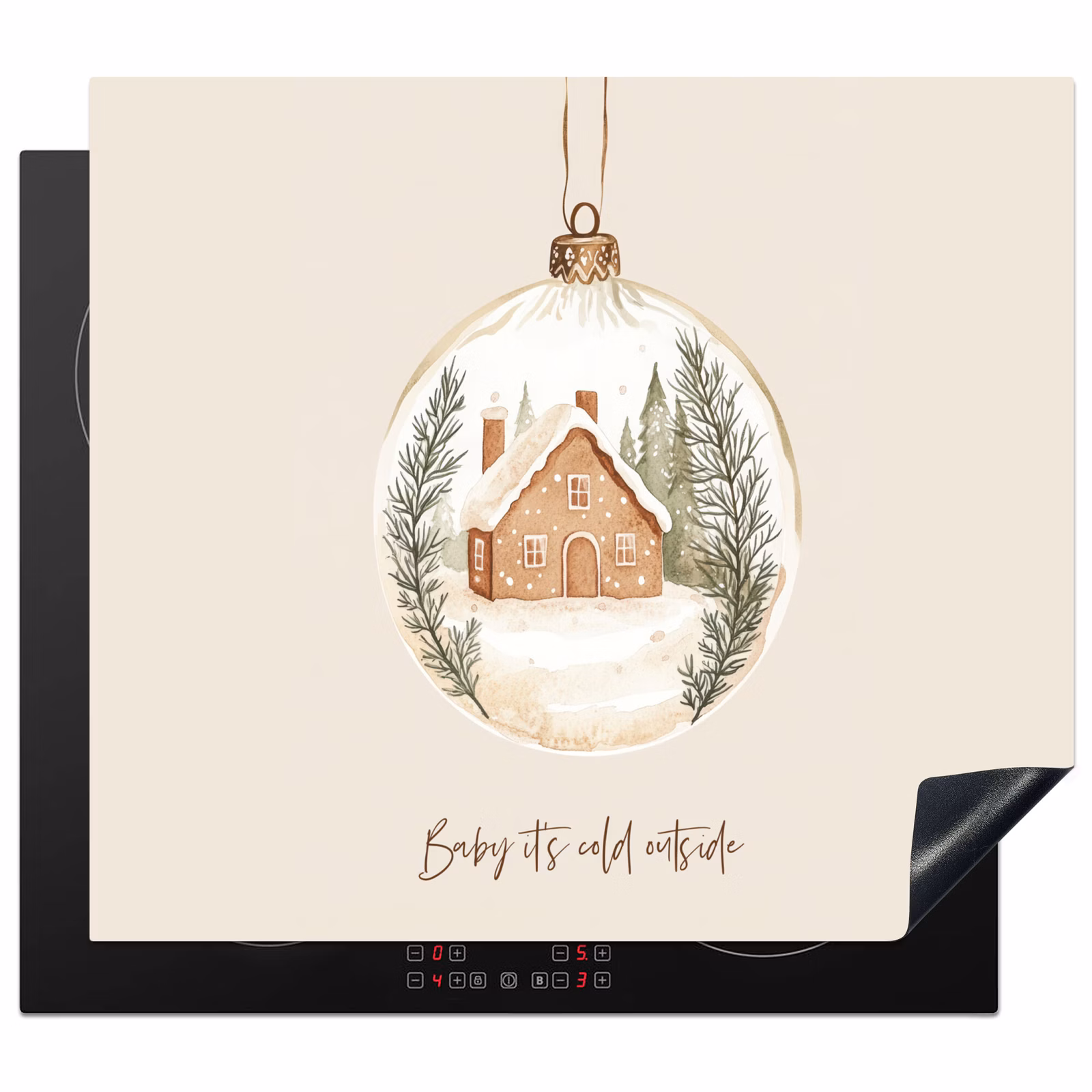 Herdabdeckplatte - Zitat - Winter - Weihnachten - Beige - Weihnachtskugel — 1
