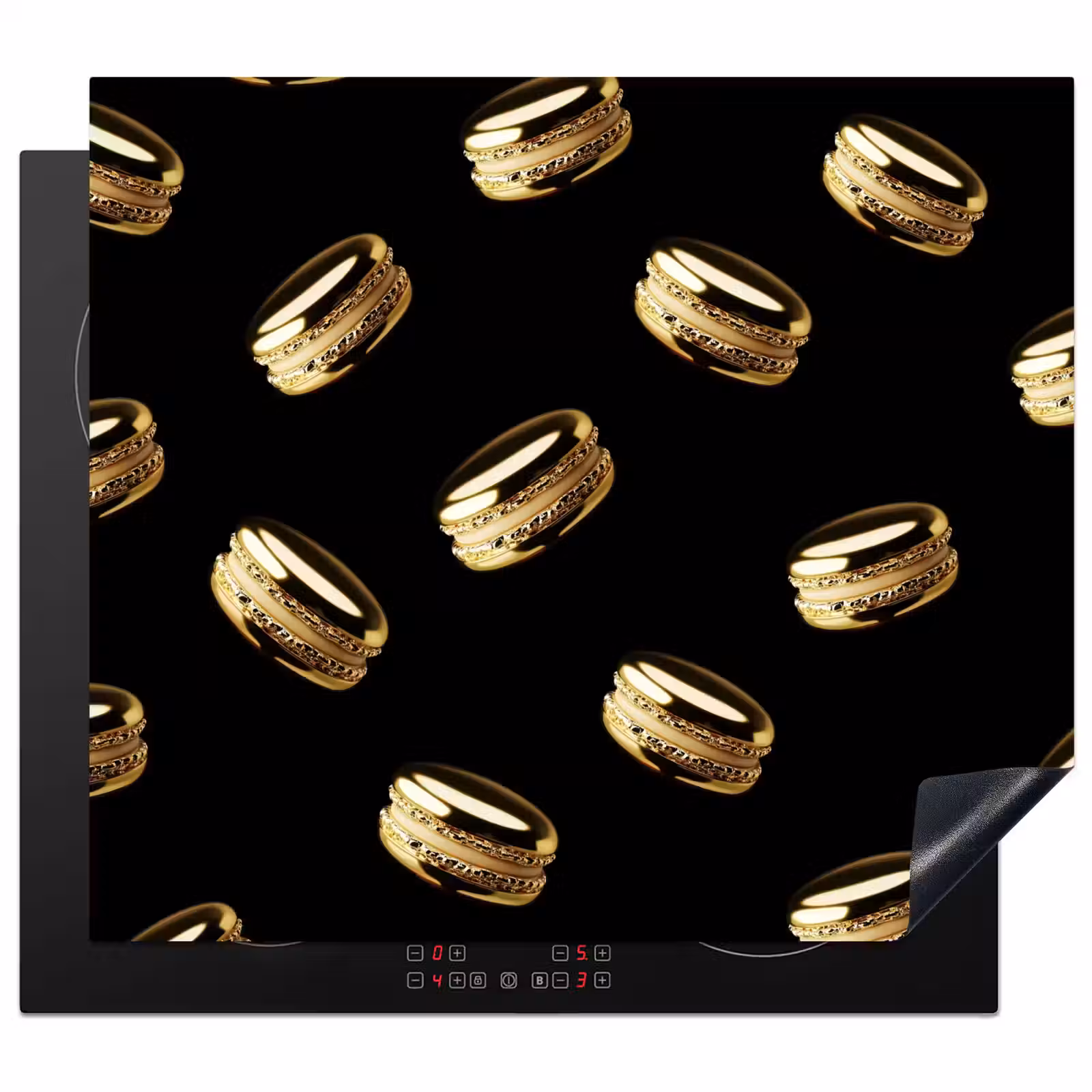 Herdabdeckplatte - Makronen - Muster - Gold - Schwarz — 1