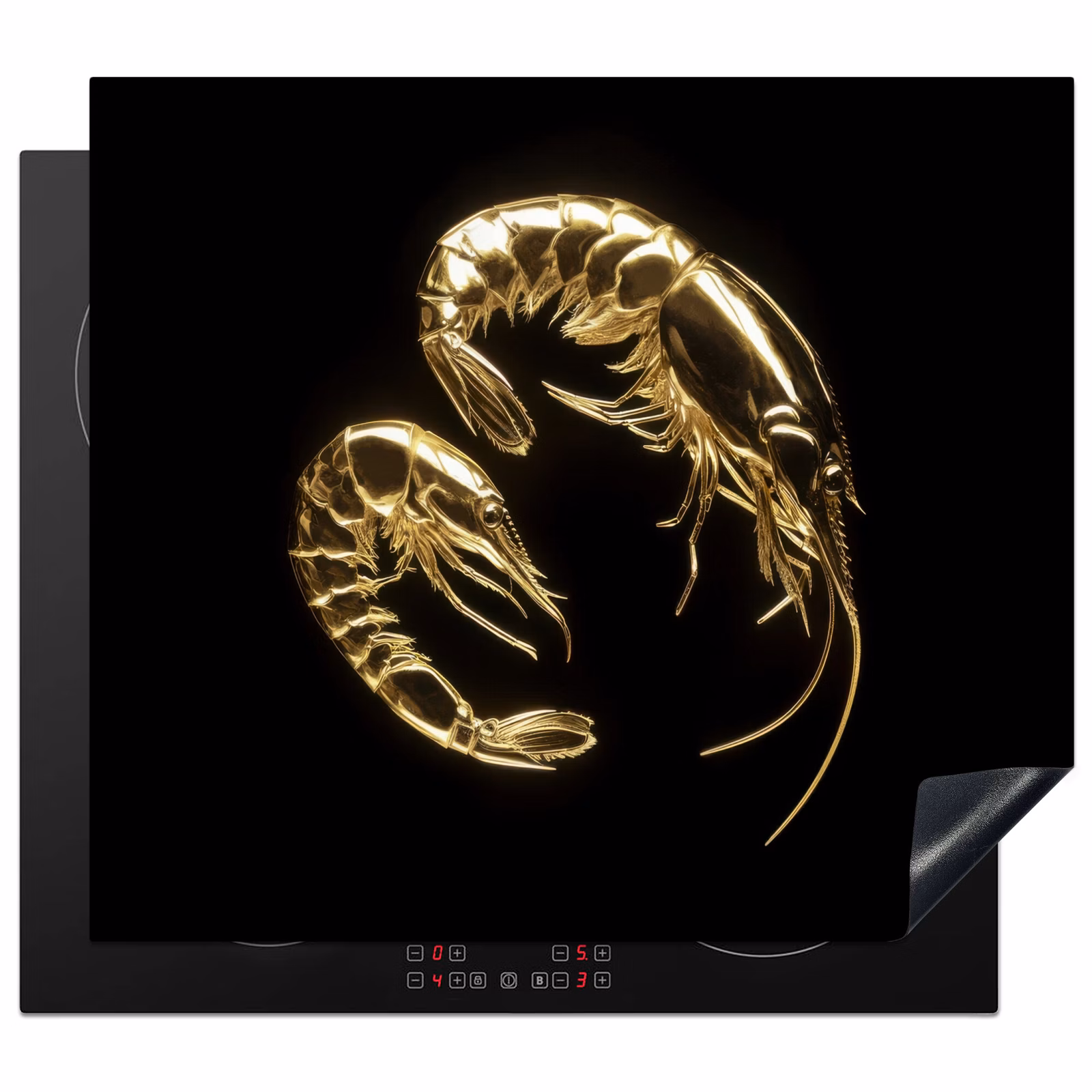Herdabdeckplatte - Shrimps - Schwarz - Gold - Tiere — 1