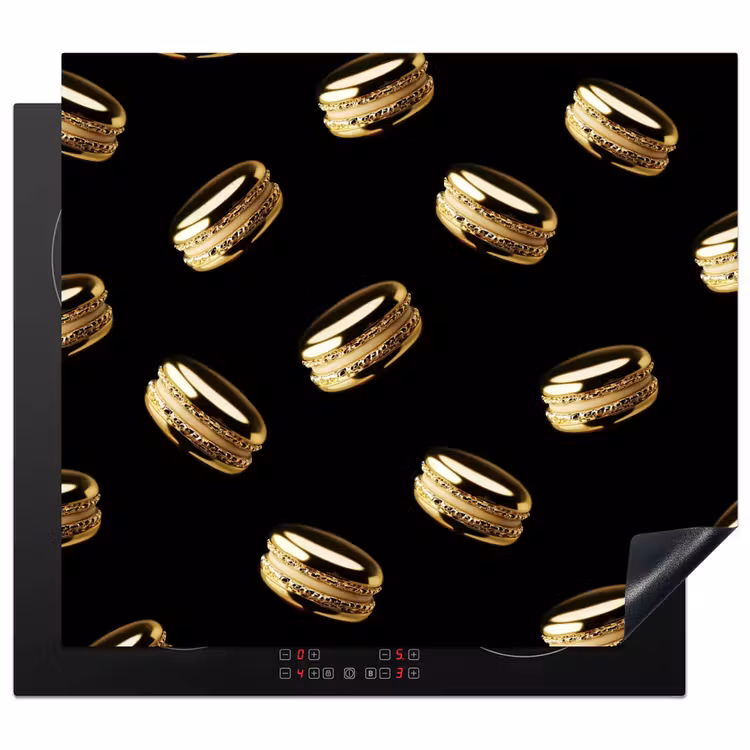 Herdabdeckplatte - Makronen - Muster - Gold - Schwarz — 1