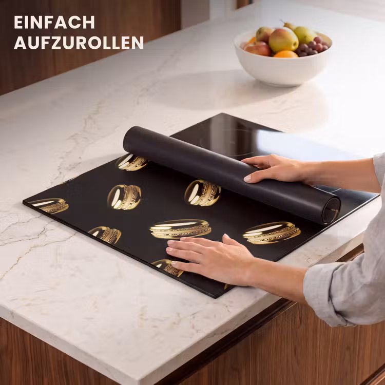 Herdabdeckplatte - Makronen - Muster - Gold - Schwarz — 7