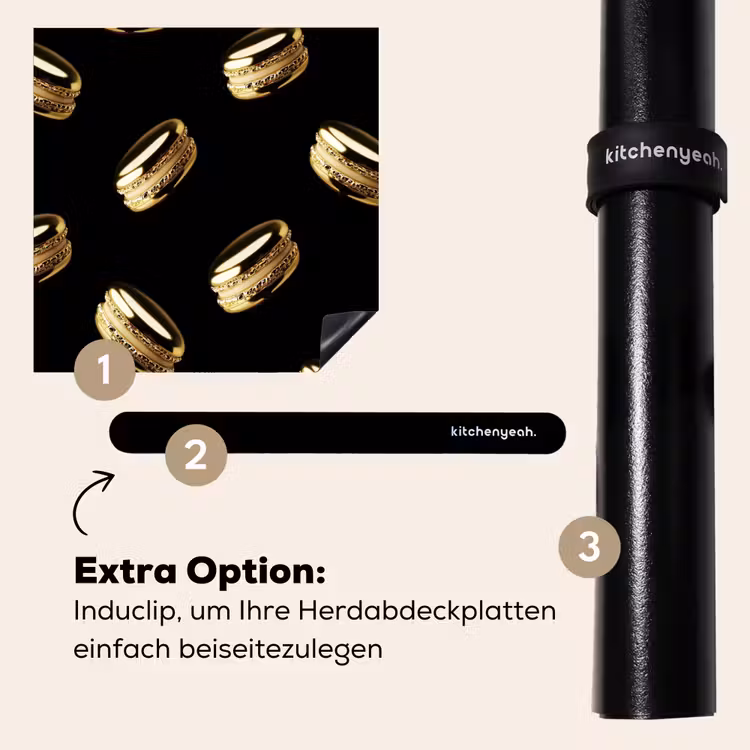 Herdabdeckplatte - Makronen - Muster - Gold - Schwarz — 8