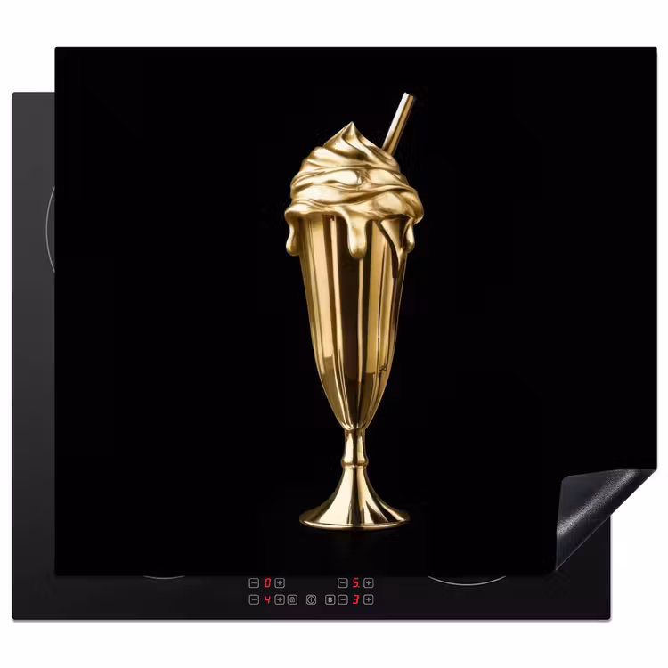 Herdabdeckplatte - Milchshake - Gold - Trinkend - Schwarz — 1