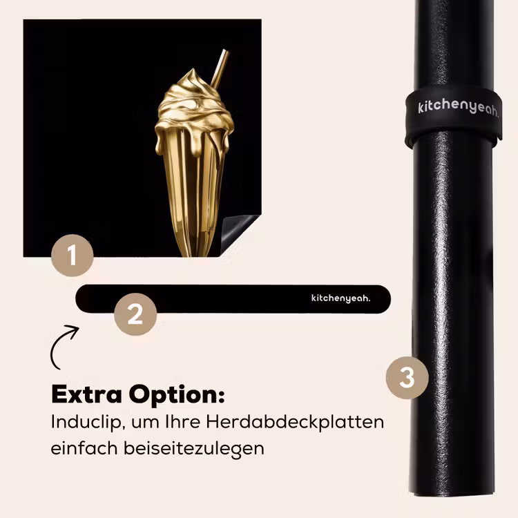 Herdabdeckplatte - Milchshake - Gold - Trinkend - Schwarz — 8