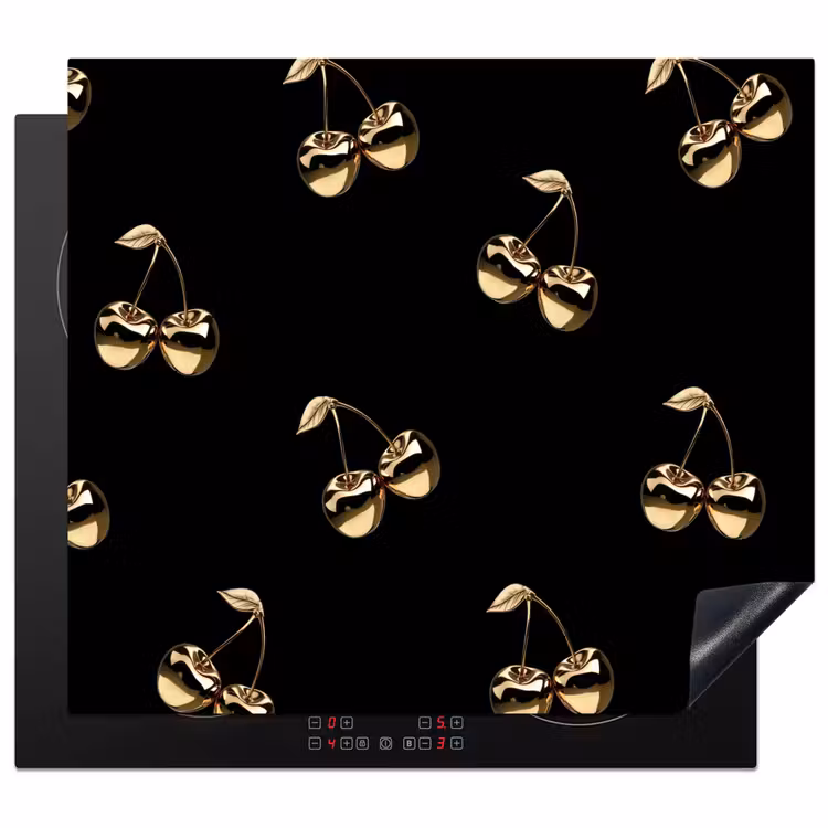 Herdabdeckplatte - Muster - Kirsche - Gold - Chrom — 1