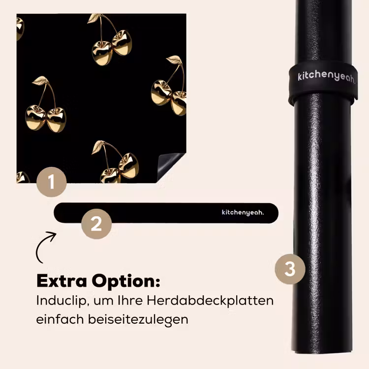 Herdabdeckplatte - Muster - Kirsche - Gold - Chrom — 8