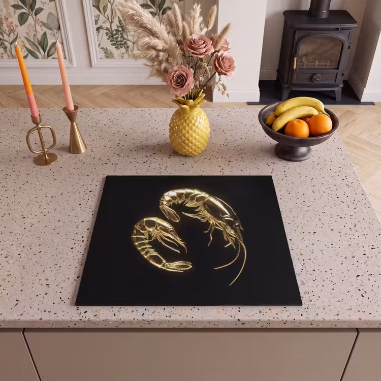 Herdabdeckplatte - Shrimps - Schwarz - Gold - Tiere — 3