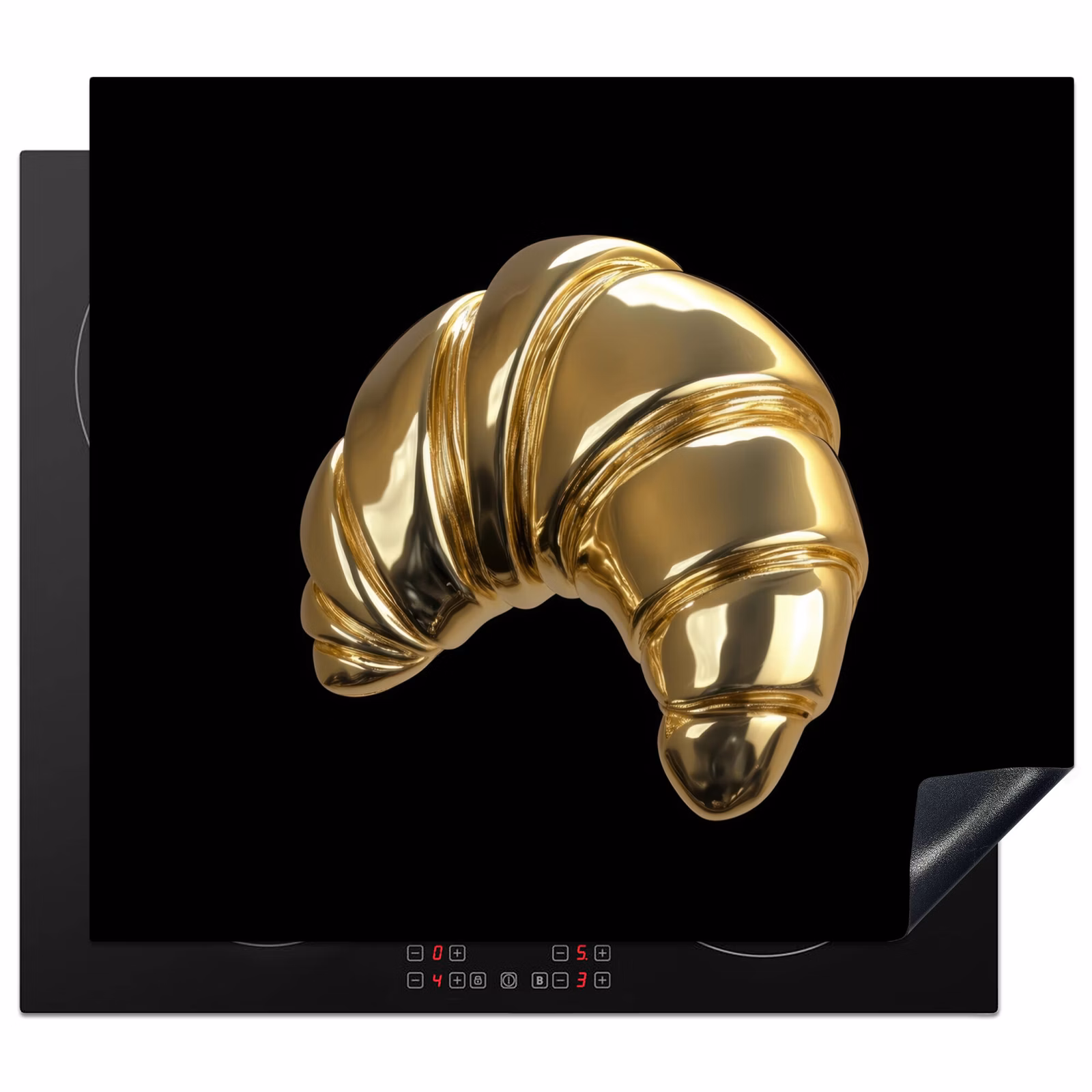 Herdabdeckplatte - Croissant - Brot - Gold - Schwarz — 1