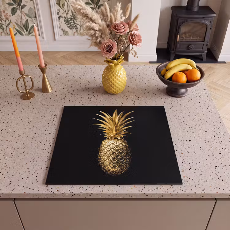 Herdabdeckplatte - Ananas - Schwarz - Gold - Luxus — 3
