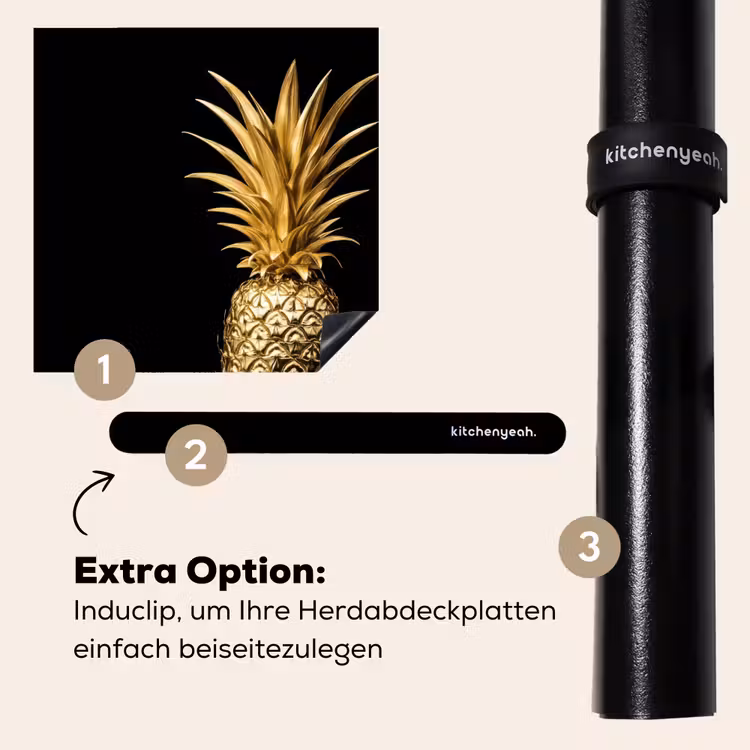 Herdabdeckplatte - Ananas - Schwarz - Gold - Luxus — 8