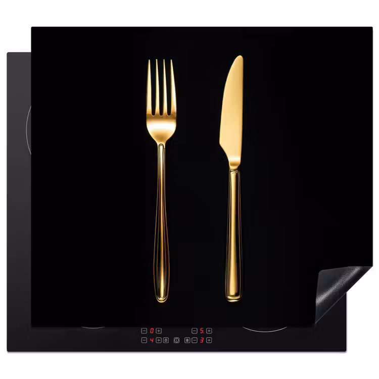 Herdabdeckplatte - Besteck - Gold - Messer - Gabel — 1