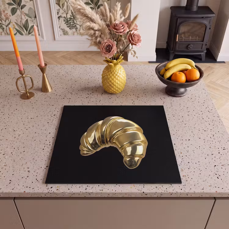 Herdabdeckplatte - Croissant - Brot - Gold - Schwarz — 3