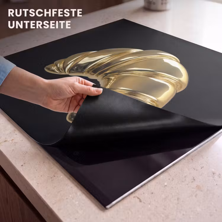 Herdabdeckplatte - Croissant - Brot - Gold - Schwarz — 6
