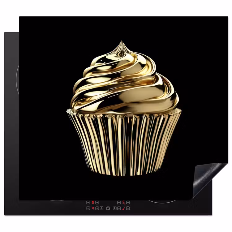 Herdabdeckplatte - Cupcake - Lebensmittel - Gold - Schwarz — 1