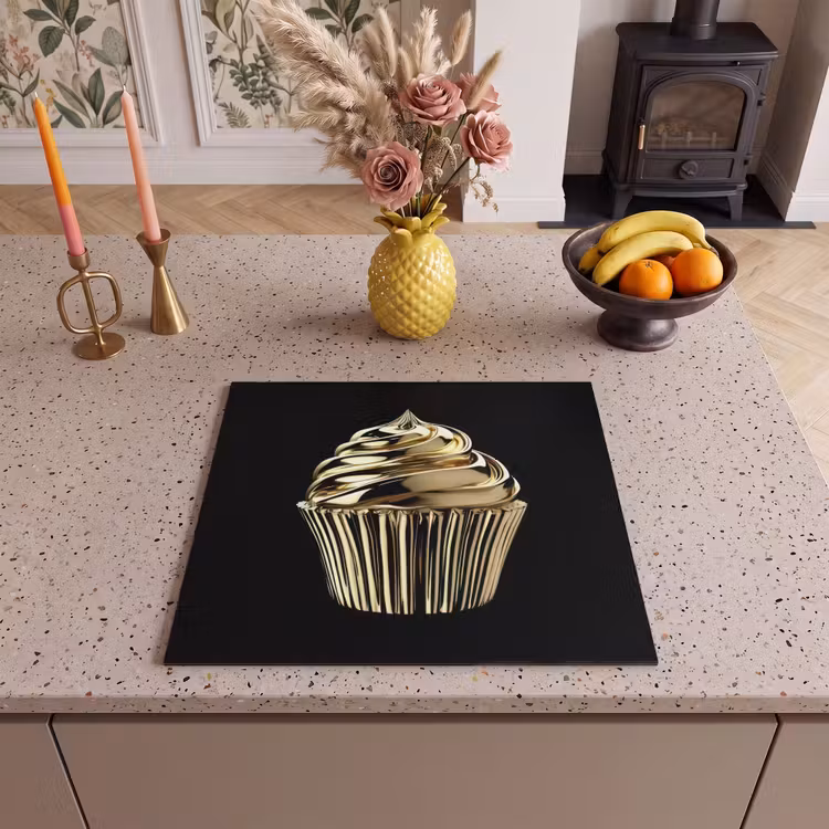Herdabdeckplatte - Cupcake - Lebensmittel - Gold - Schwarz — 3