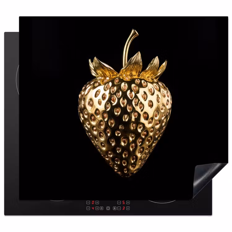 Herdabdeckplatte - Erdbeere - Gold - Schwarz - Chrom — 1
