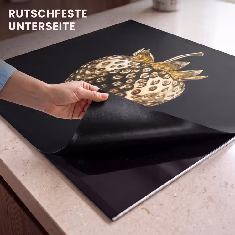 Herdabdeckplatte - Erdbeere - Gold - Schwarz - Chrom — 6