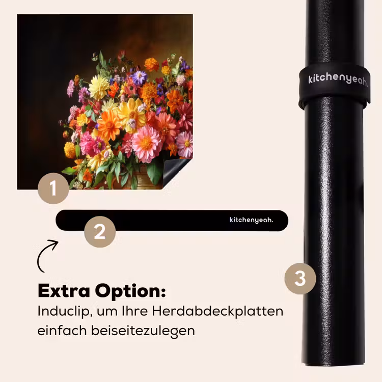 Herdabdeckplatte - Farben - Blumenstrauß - Vase - Holz — 8