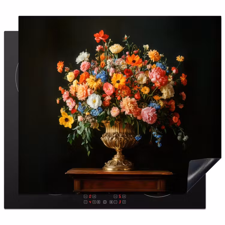 Herdabdeckplatte - Gold - Blumen - Farben - Vase — 1