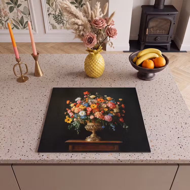 Herdabdeckplatte - Gold - Blumen - Farben - Vase — 3