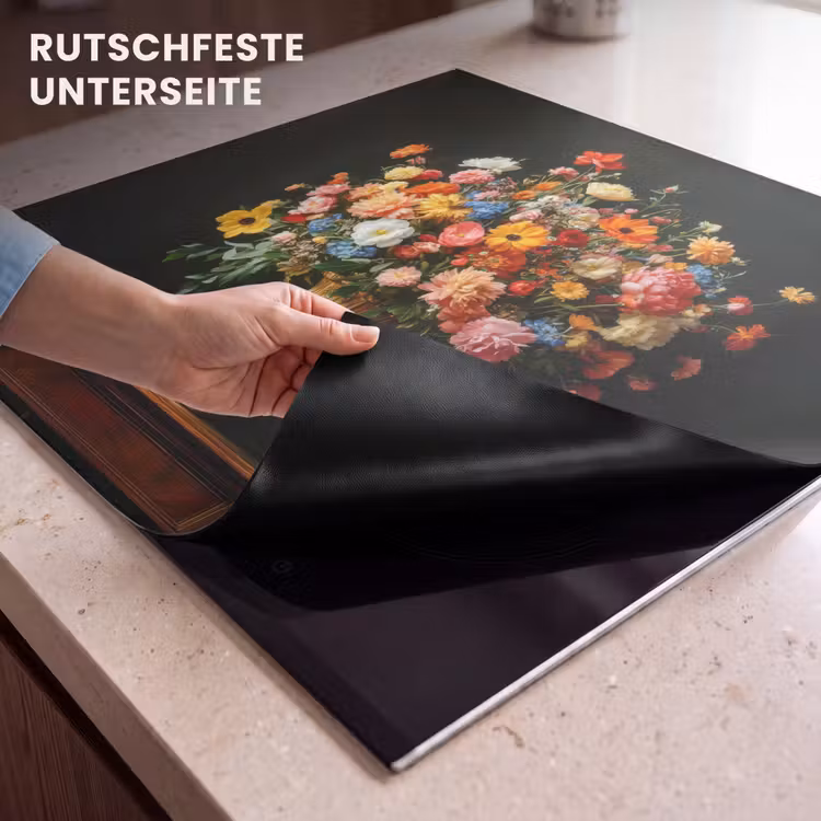 Herdabdeckplatte - Gold - Blumen - Farben - Vase — 6