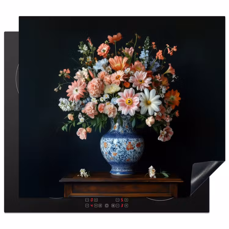 Herdabdeckplatte - Holz - Vase - Farben - Blumen — 1