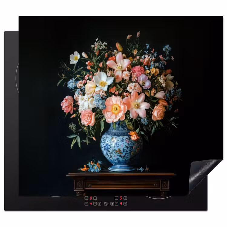 Herdabdeckplatte - Rosa - Blumen - Vase - Farben — 1
