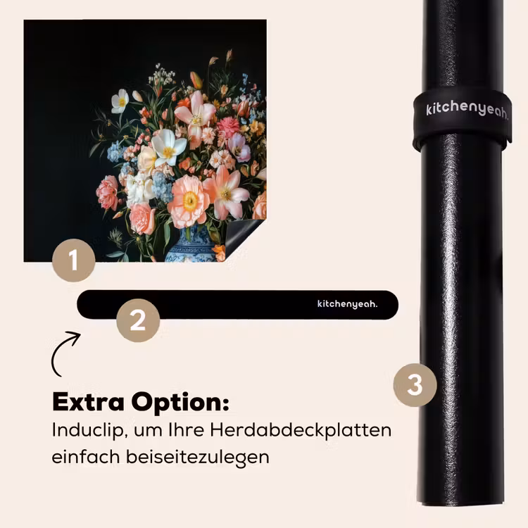 Herdabdeckplatte - Rosa - Blumen - Vase - Farben — 8