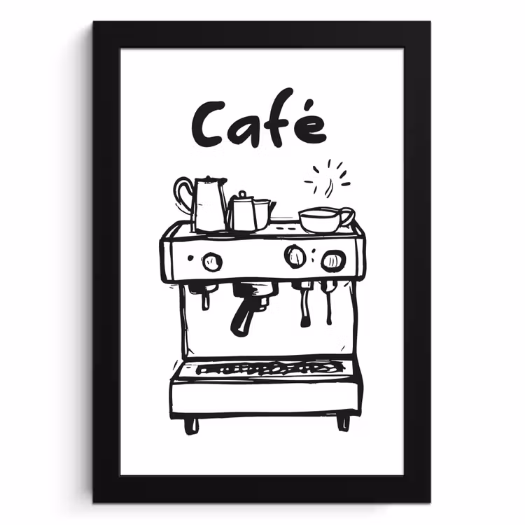 Bilder mit Rahmen - Illustration - Cafe - Kaffeemaschine - Tassen — 1